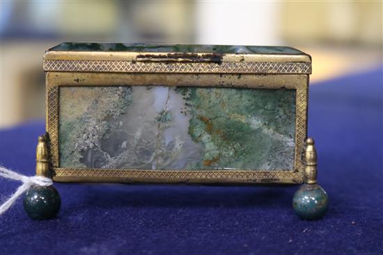 Two 19th century gilt metal framed agate caskets height 5cm